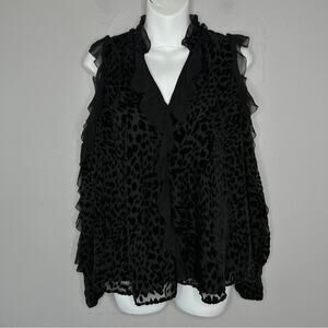 PARKER Top Womens Size Small Black Animal Print Fairy Grunge Mob Wife Whimsigoth